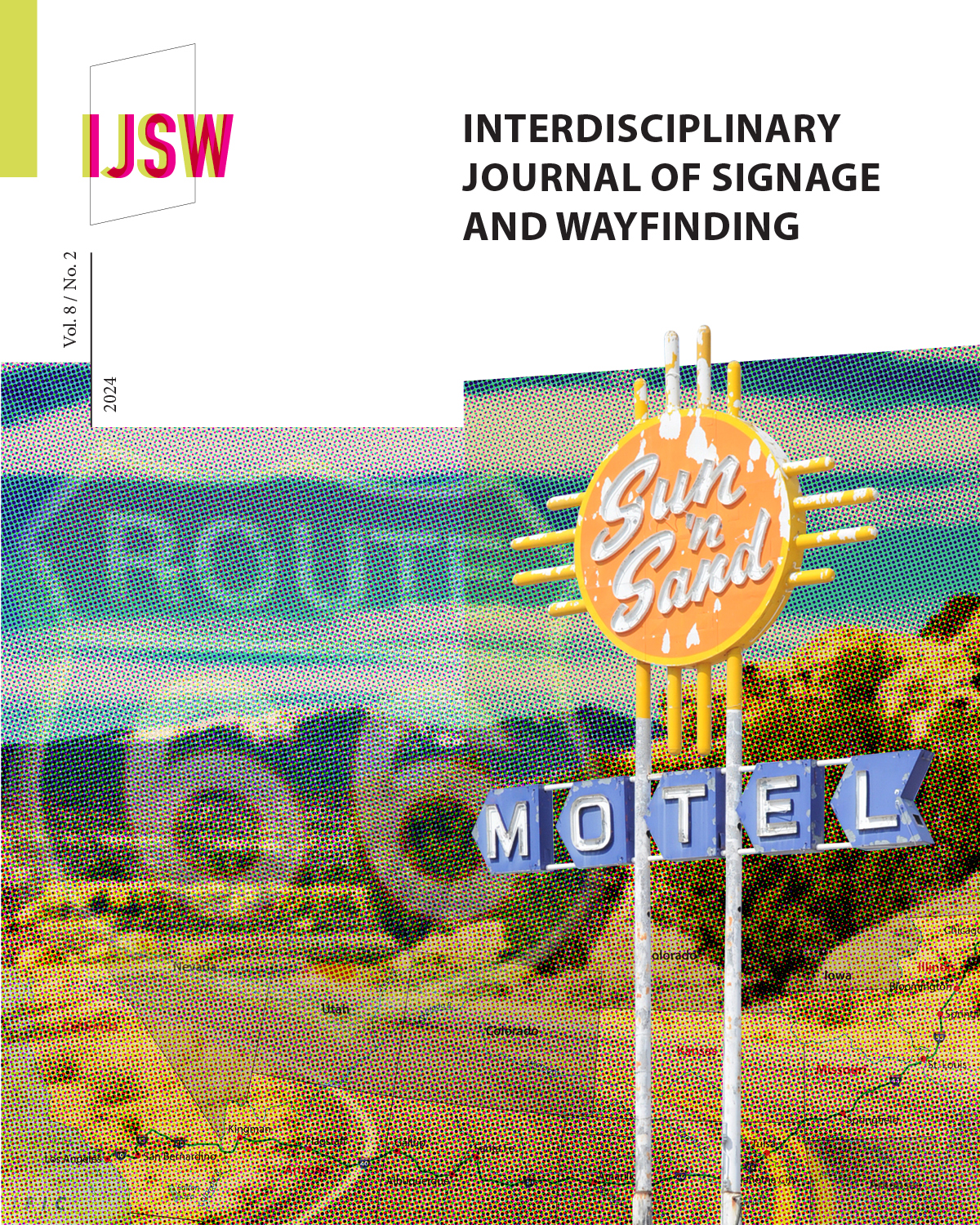 Cover of the IJSW showing a collage of Route 66 imagery and a neon hotel sign.