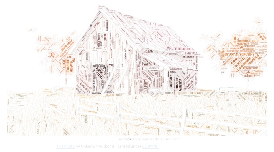 Fading image of old barn and pasture.